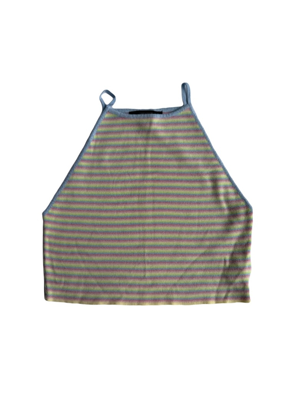 Pastel Striped Halter Crop Top
